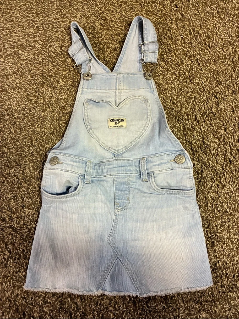 OshKosh B'gosh Light Blue Denim Pinafore Dress with Heart Pocket
